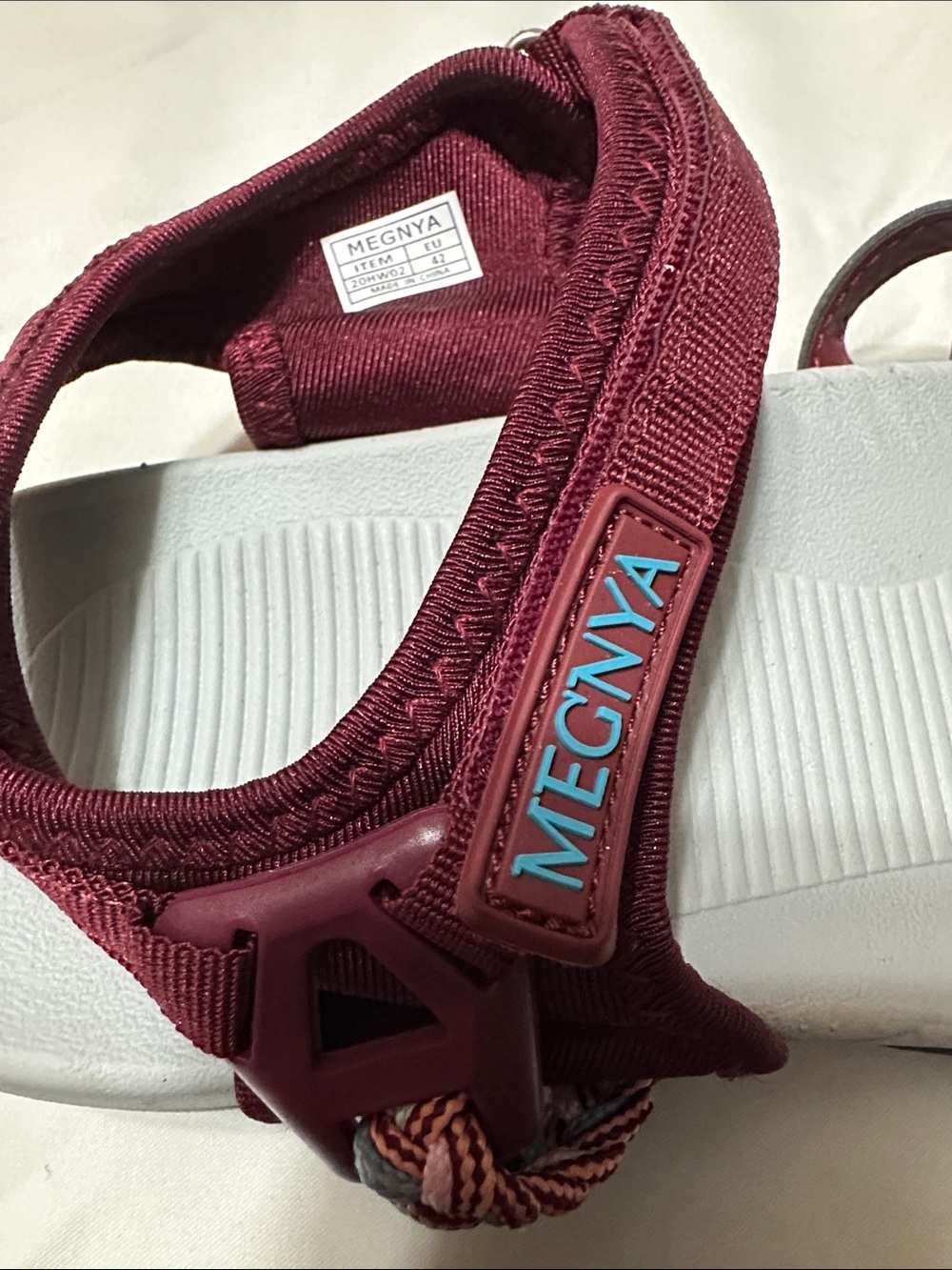 MEGNYA Burgundy Outdoor Sport Sandals with Aqua Logo Accent - Picture 4 of 6